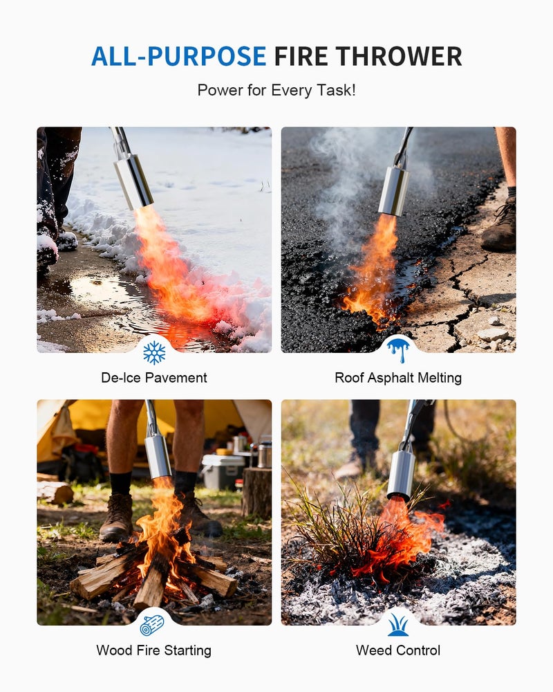 BEBOBLY Propane Torch Weed Burner, High Output with QCC 12 FT Hose, Weed Torch 340,000 BTU Fire Weeder, Heavy Duty Blow Torch FireThrower Gun with Self Igniter for Weeding BBQ Asphalt Snow Melting - Image 5
